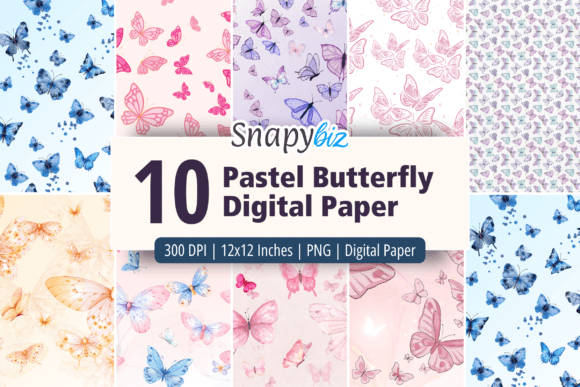 Download Pastel Butterfly Seamless Digital Paper - Seamless digital Collection