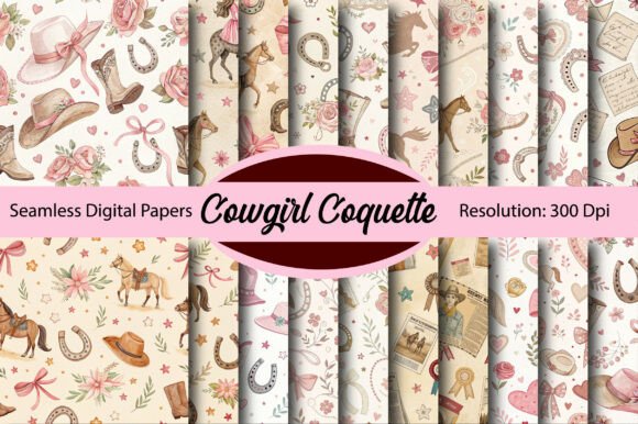 Download Cowgirl Coquette Seamless Digital Paper - Seamless digital Collection