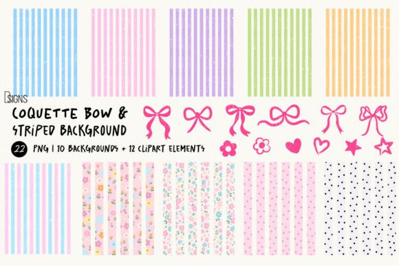 Download Coquette Bow &amp; Striped Background Bundle - Bow Collection