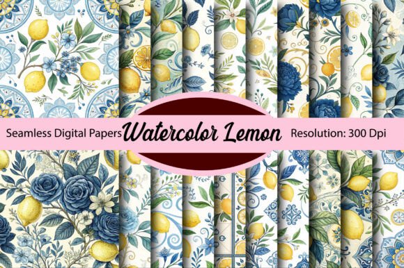 Download Watercolor Lemon Seamless Digital Paper - Seamless digital Collection