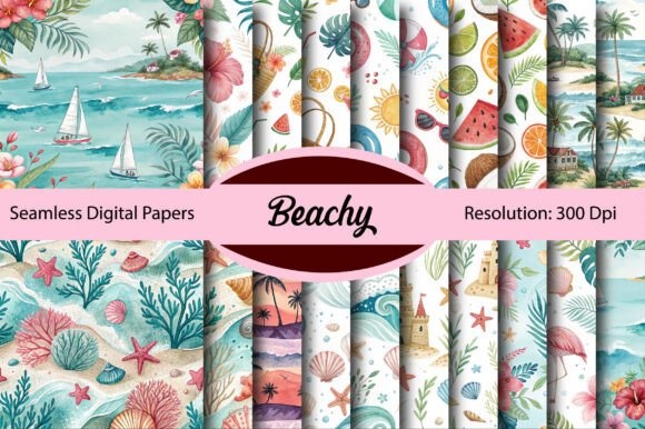 Download Beachy Seamless Digital Paper - Seamless digital Collection