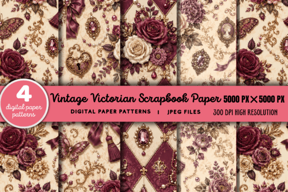 Download Vintage Victorian Scrapbook Pattern 2 - Scrapbook pattern Collection