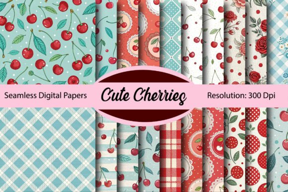 Download CUTE CHERRIES Seamless Digital Paper - Seamless digital Collection