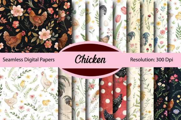 Download Chicken Seamless Digital Paper - Seamless digital Collection