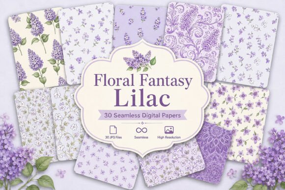 Download Floral Fantasy Lilac Seamless Digital - Seamless digital Collection