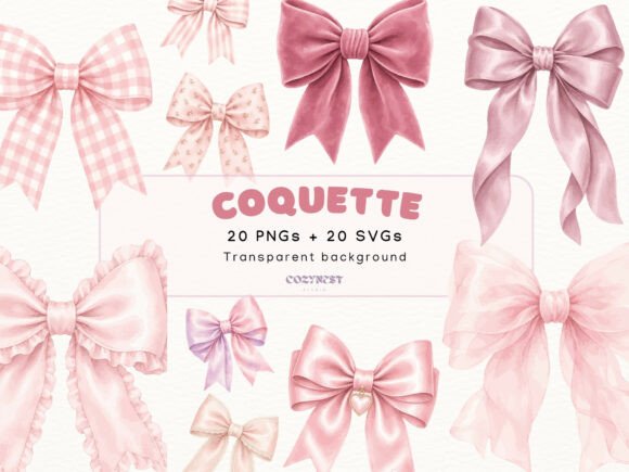 Download Coquette Bow Watercolor Cliparts, Pink - Bow Collection