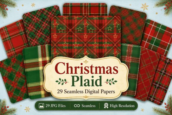 Download Christmas Plaid Seamless Digital Bundle - Seamless digital Collection