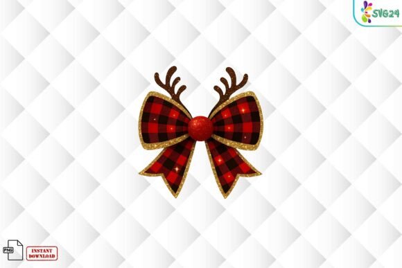 Download Plaid Reindeer Bow Christmas PNG - Bow Collection