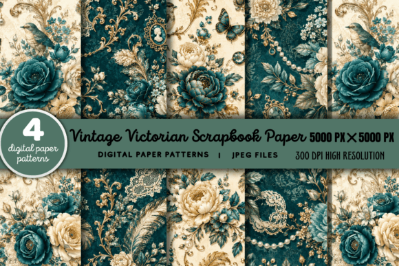 Download Vintage Victorian Scrapbook Pattern 4 - Scrapbook pattern Collection
