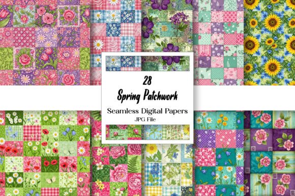 Download Spring Patchwork Seamless Digital Paper - Seamless digital Collection