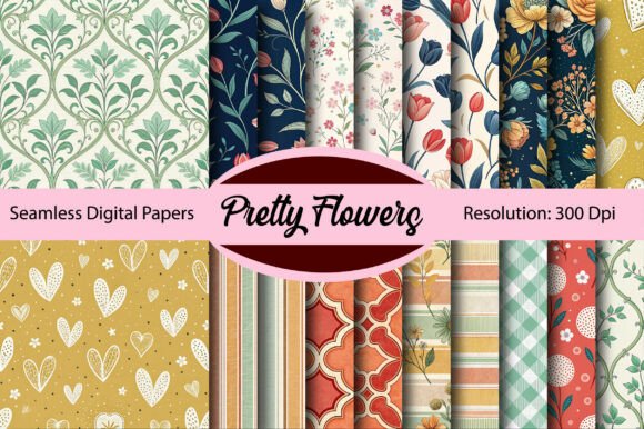 Download PRETTY FLOWERS Seamless Digital Paper - Seamless digital Collection