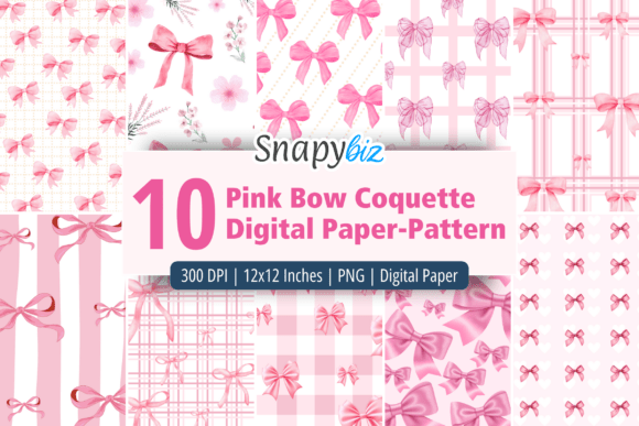 Download Pink Bow Coquette Digital Paper Pattern - Bow Collection