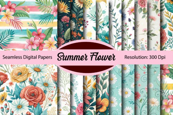 Download Summer Flower Seamless Digital Paper - Seamless digital Collection