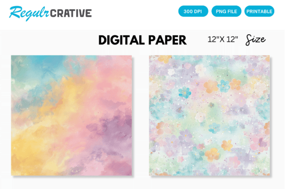 Download Rainbow Color Pastel Digital Paper Pack - Bow Collection