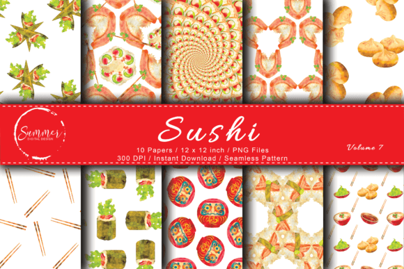 Download Sushi Digital Paper Scrapbook Pattern - Scrapbook pattern Collection
