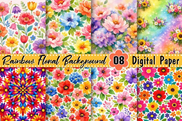 Download Rainbow Floral Background - Bow Collection