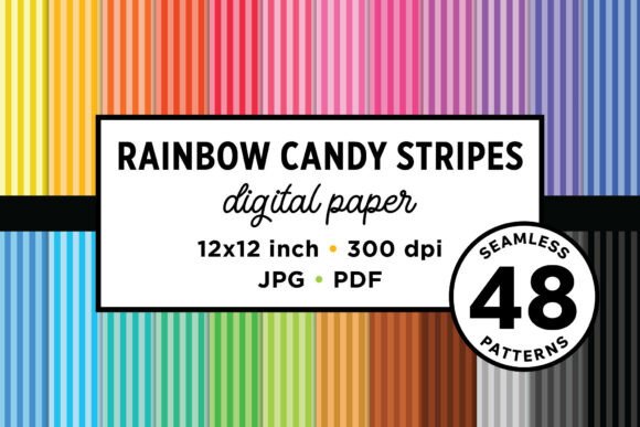 Download Rainbow Candy Stripes Seamless Patterns - Bow Collection